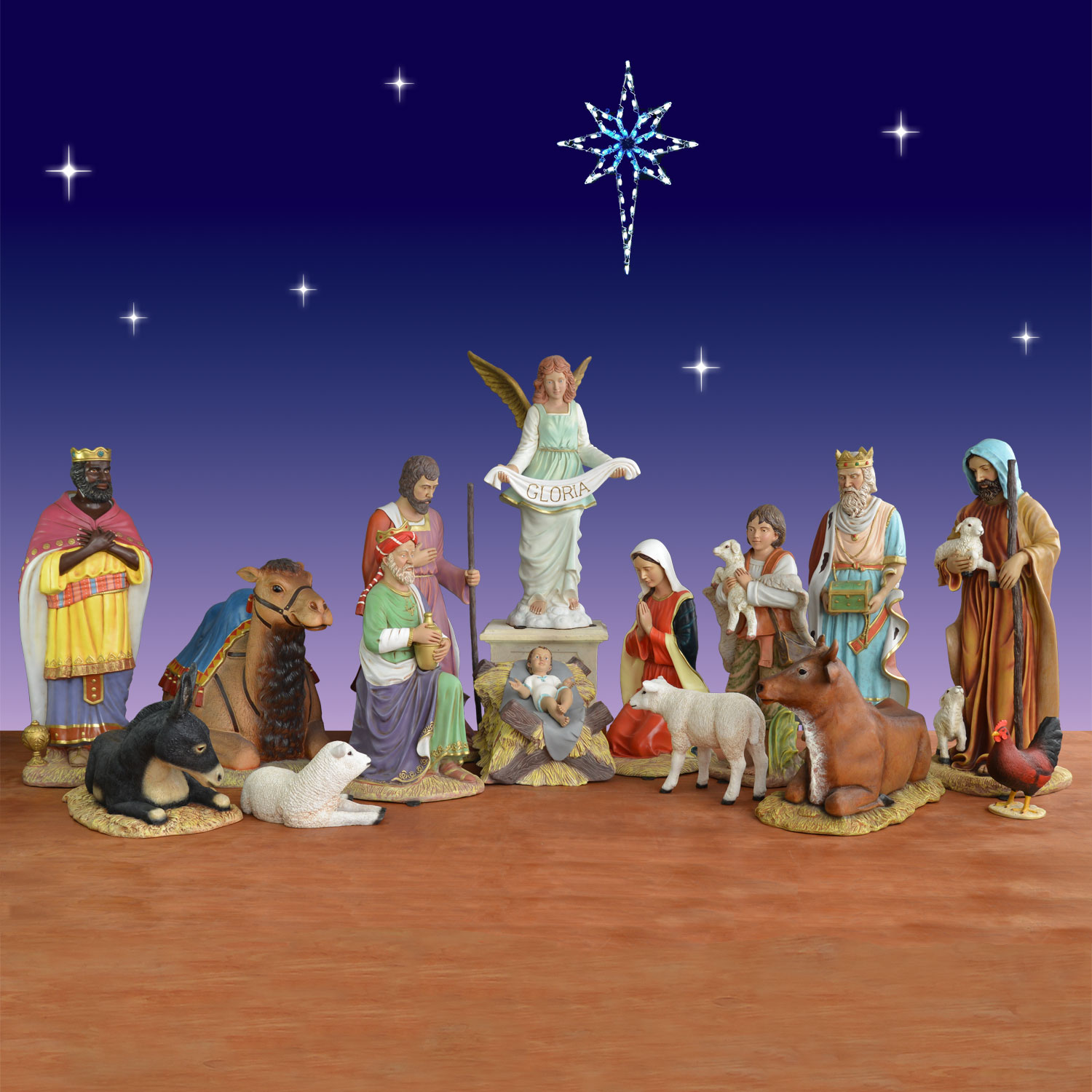 Life Size 15 Piece 54 in Scale Outdoor Nativity Set