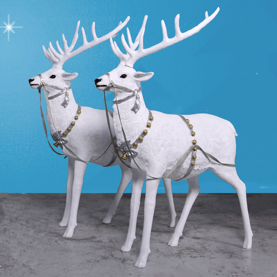 66.5" High Snow Reindeer Pair Set of Two