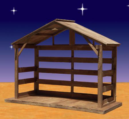 Large Wood Nativity Stable