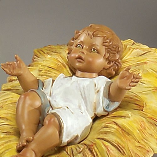 close up of fontanini baby jesus 27 inch scale