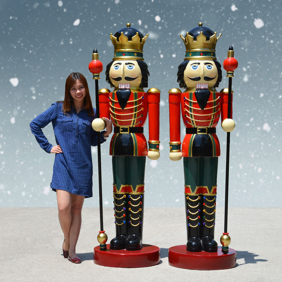 Two Life Size 6.5 ft. H Nutcracker Kings with Scepters