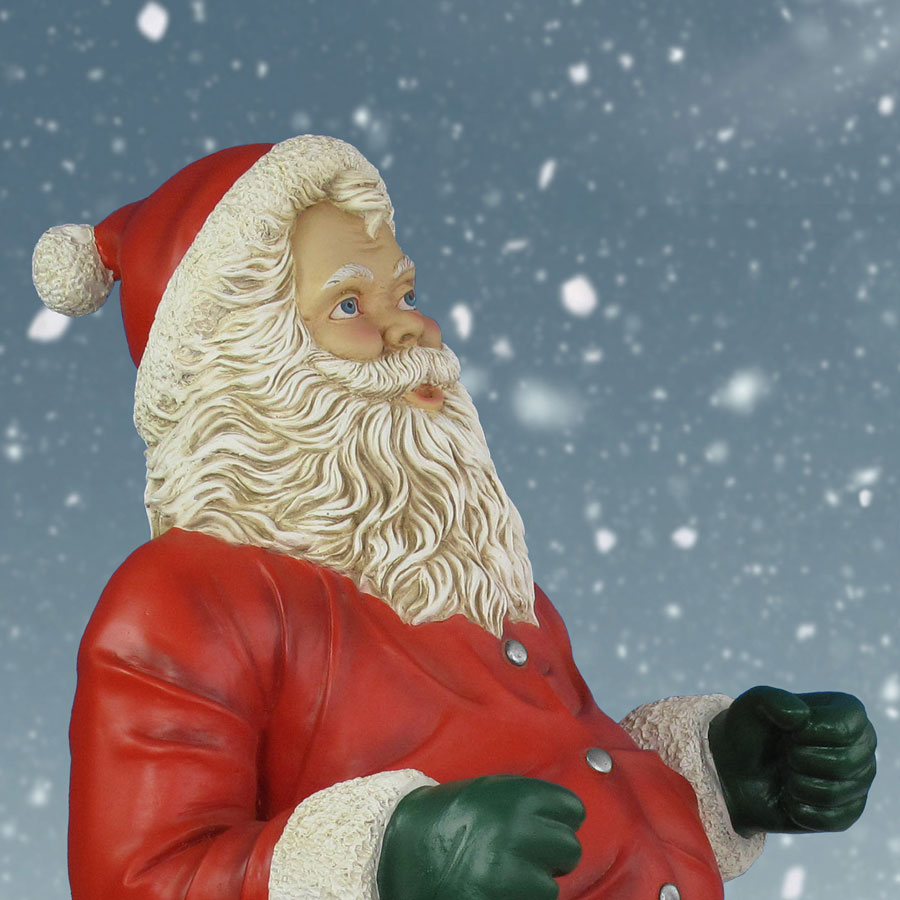 close up for detail on sitting santa
