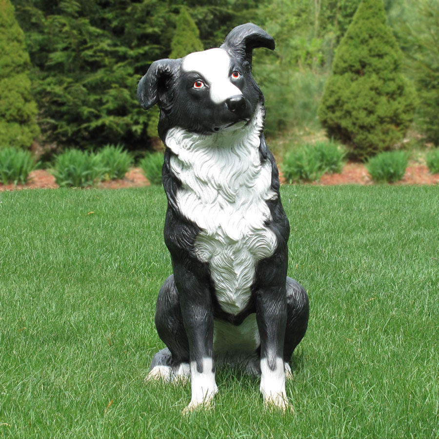 Sitting Border Collie Puppy Statue