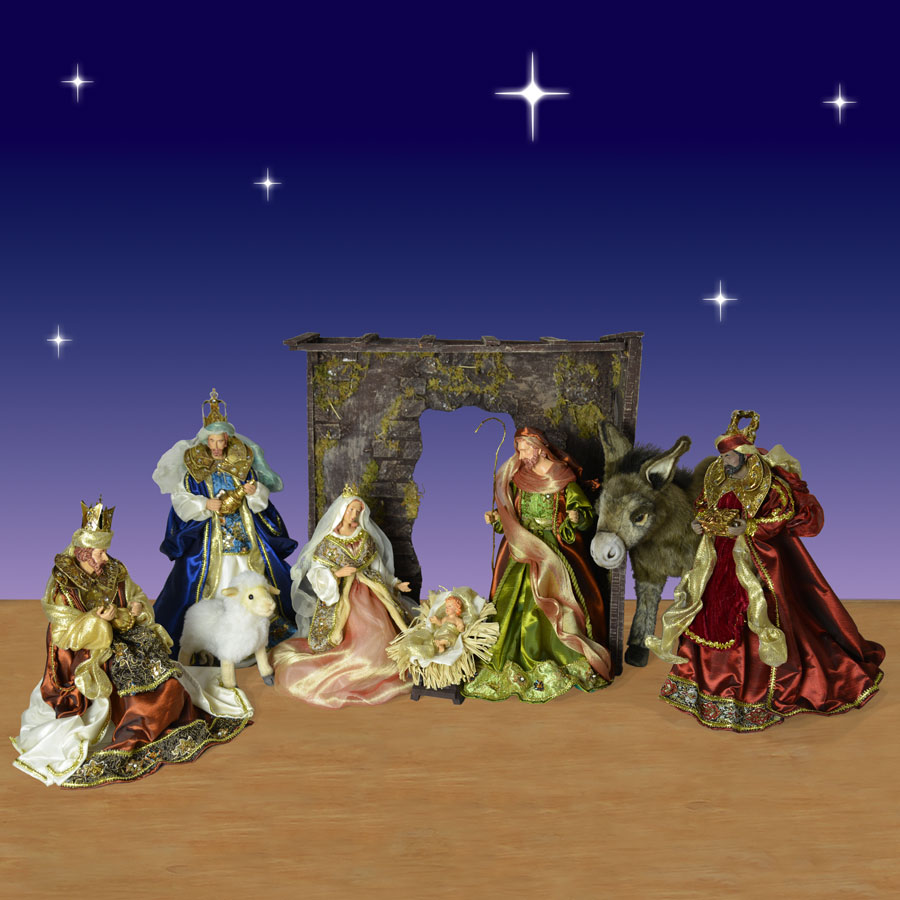 AlRiver Nativity Set - Resin/Fabric - 14in. Scale