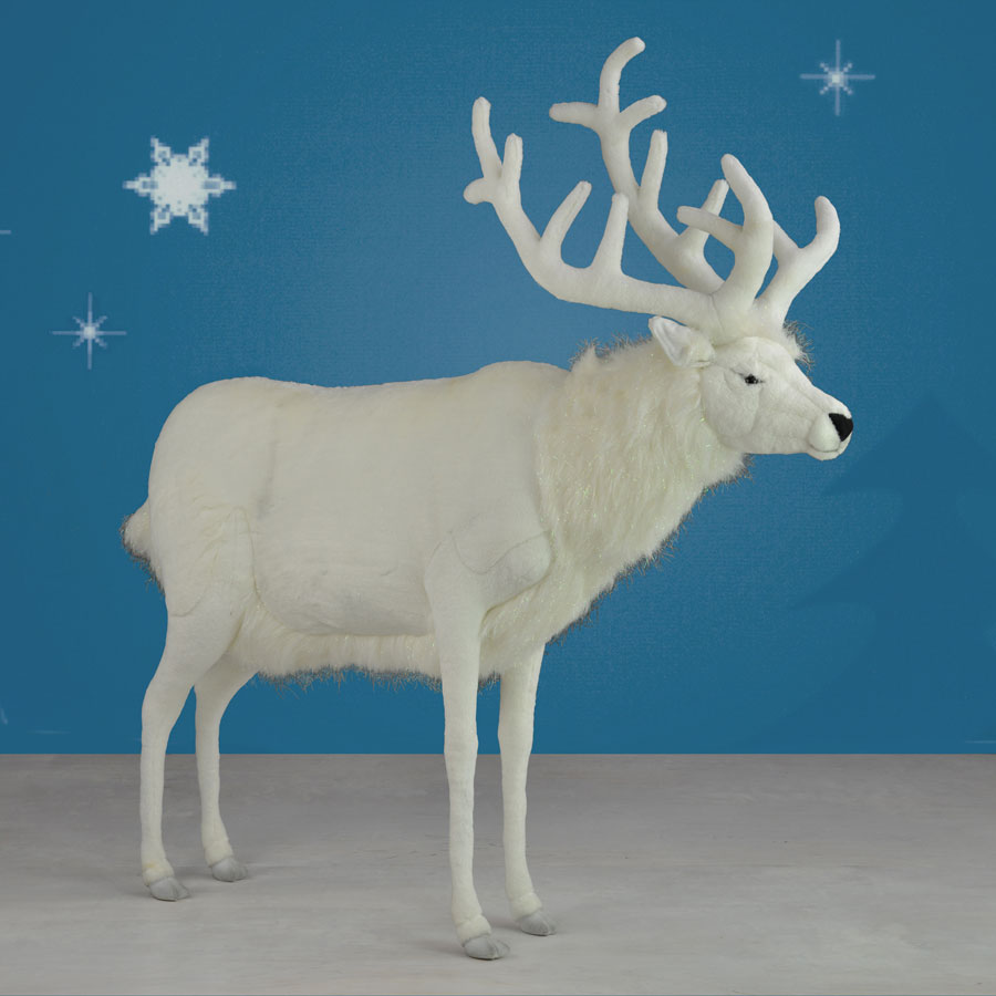 Hansa Large Plush White Reindeer - 46in.