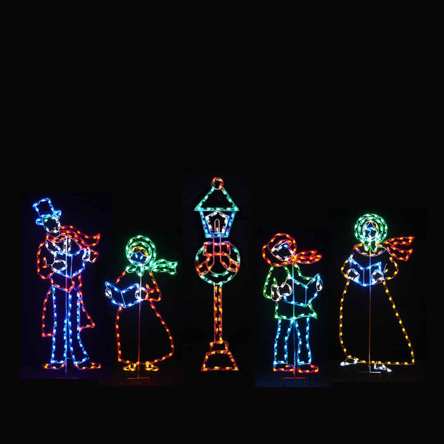 Victorian Caroling Family LED Display - 5-Piece - 16' W