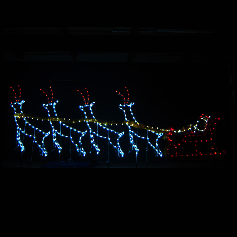 Santa Sleigh and Reindeer Light Display