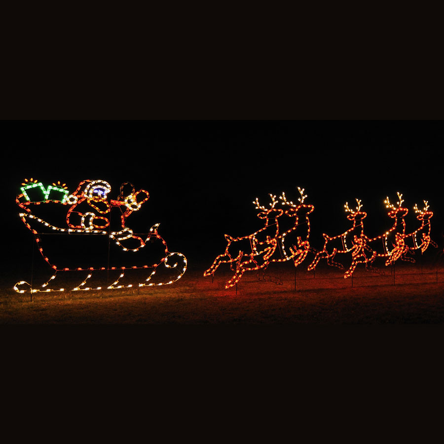 Santa And Reindeer Roof Decoration