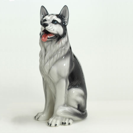 Ceramic Huskey Statue