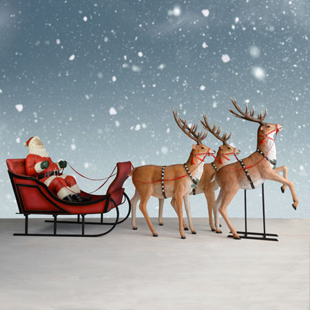 Life Size Santa with Sleigh and reindeer