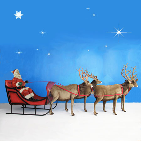 Life-Sized Santa Sleigh & Four Reindeer - 65"
