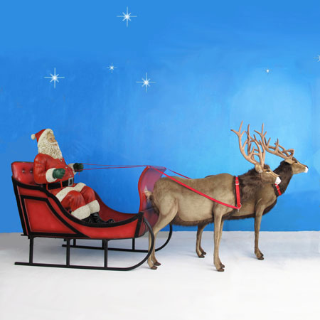 Santa Sleigh Plush Reindeer