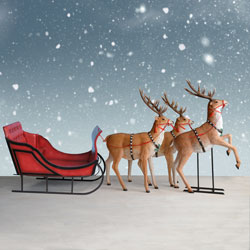 Life Size Sleigh and three reindeer